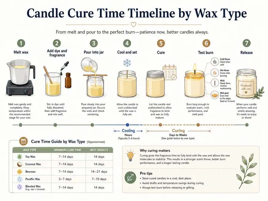Candle cure timeline from pouring to test burn
