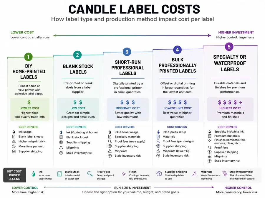 candle label types and cost drivers
