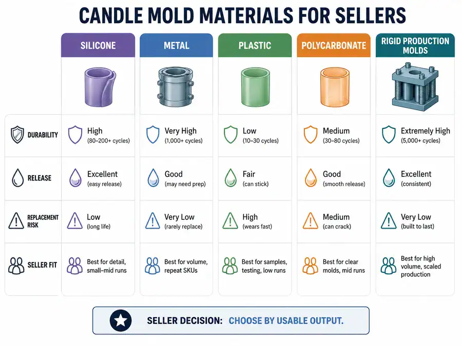 candle mold materials and seller fit comparison