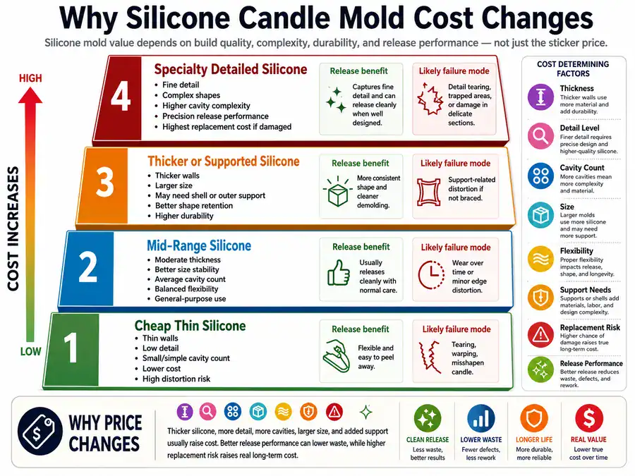 Candle mold price bands and ROI factors