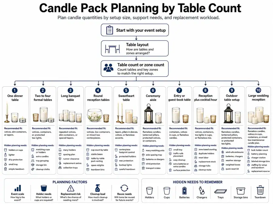 table count and candle pack planning