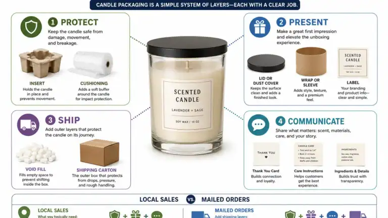 candle packaging layers and beginner use cases