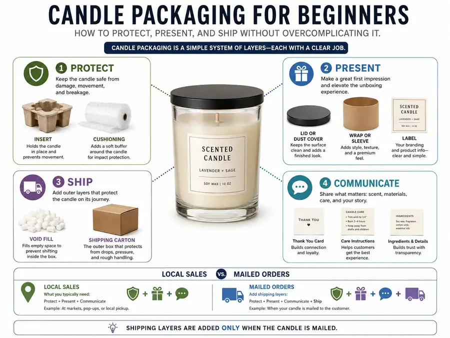 candle packaging layers and beginner use cases