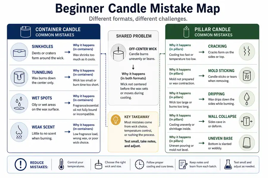 container and pillar candle safety comparison