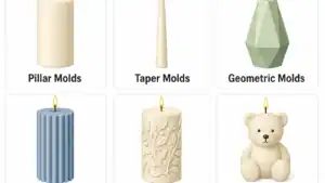candle mold shape families and finished candle forms