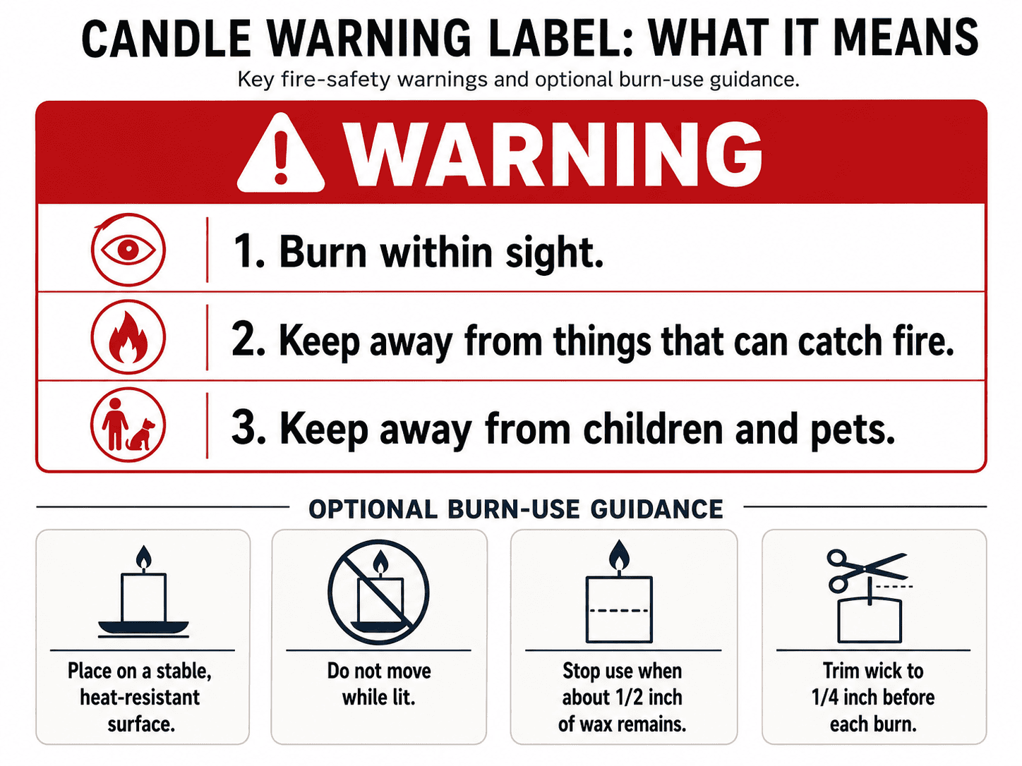 Note Warning Signs What Must Go on a Candle Warning Label? Fire Safety Icons, Warnings ...