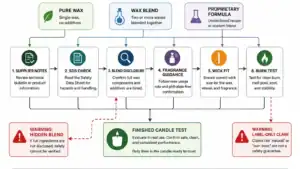 Candle wax system and burn test safety
