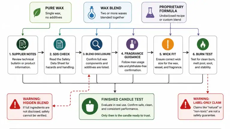 Candle wax system and burn test safety