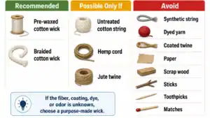 recommended and avoid candle wick materials