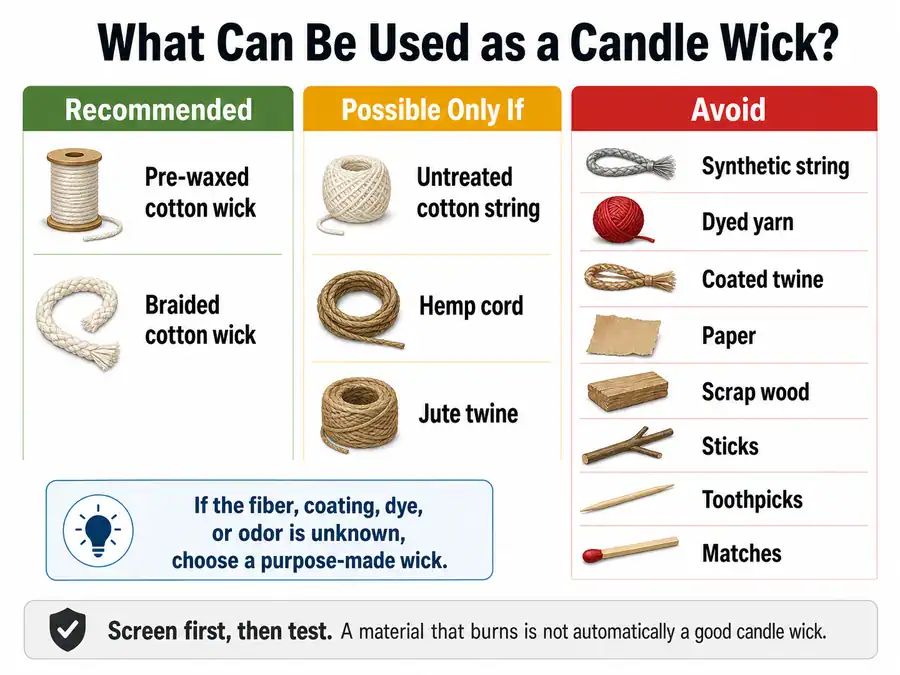 recommended and avoid candle wick materials