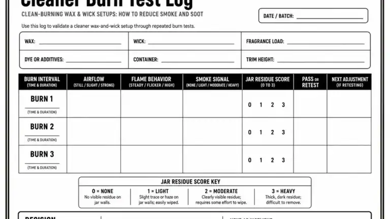 cleaner burn test log and residue score