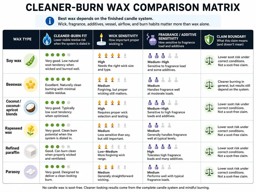 candle wax cleaner-burn comparison and soot tendency