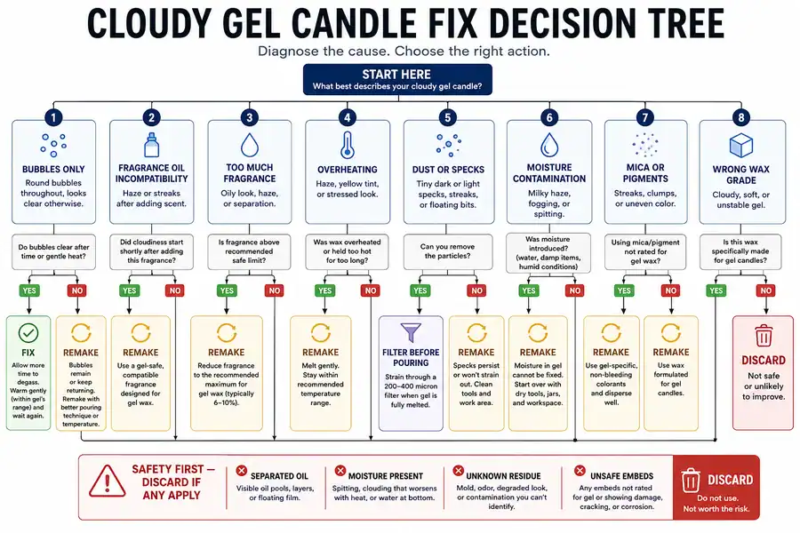 cloudy gel candle fixes and discard decisions