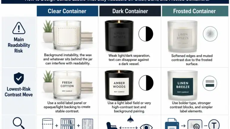 Candle label contrast and container finishes