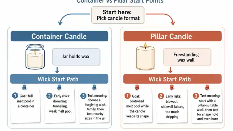 container and pillar wick paths