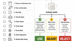 container wax mold test and pass fail checklist