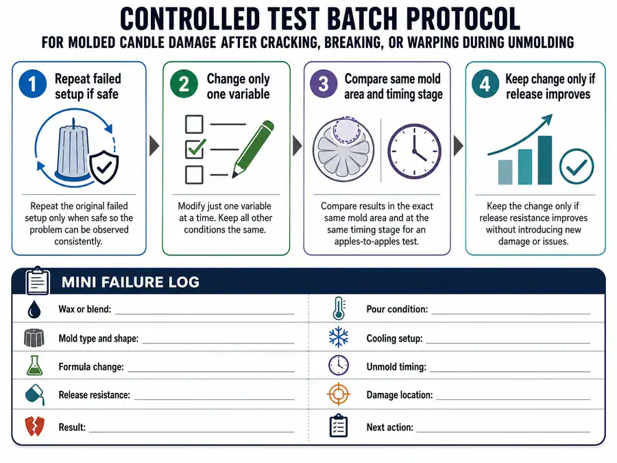 controlled test batch and failure log