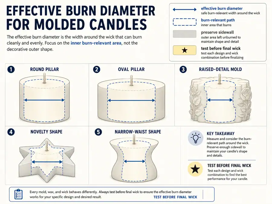effective burn diameter and molded candle shapes
