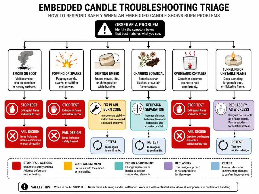 embedded candle troubleshooting triage and safer fixes