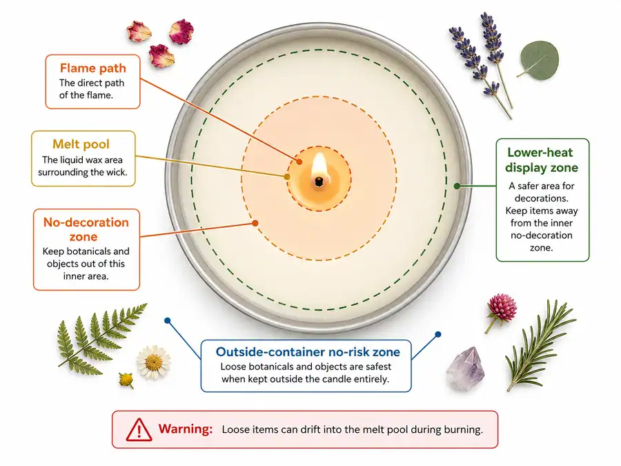 embedded candle safety zones and melt pool keep-out area