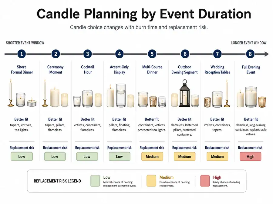 event candle duration and replacement planning