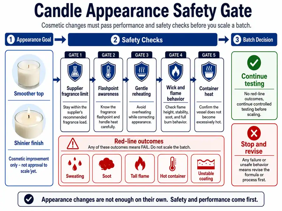 candle finish and safety guardrails