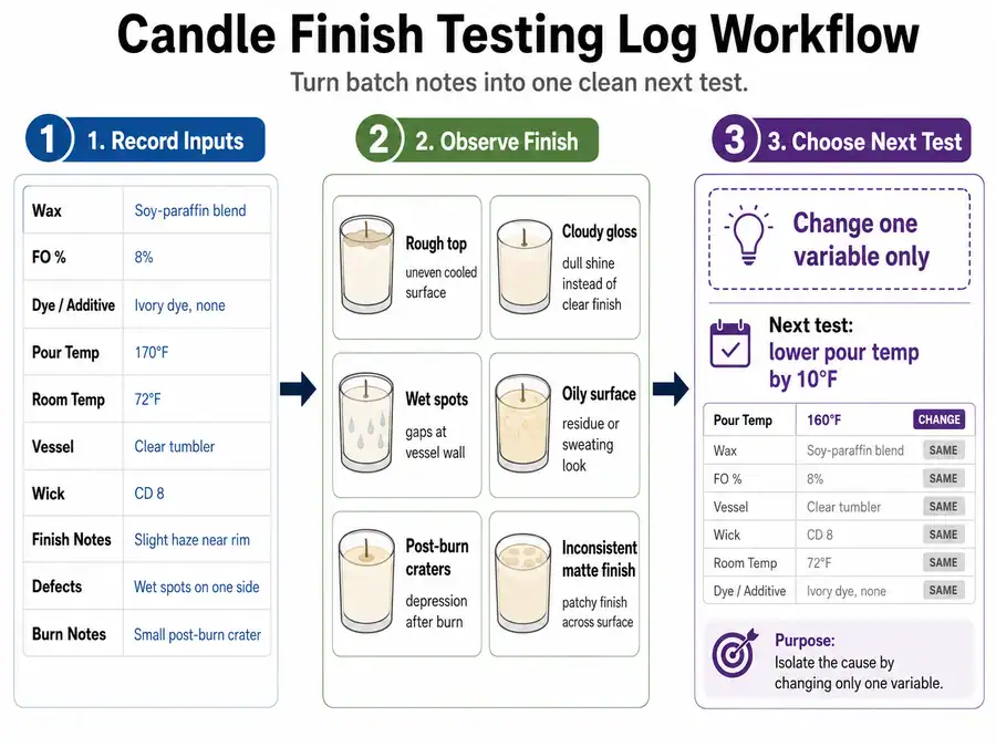 finish testing log and workflow