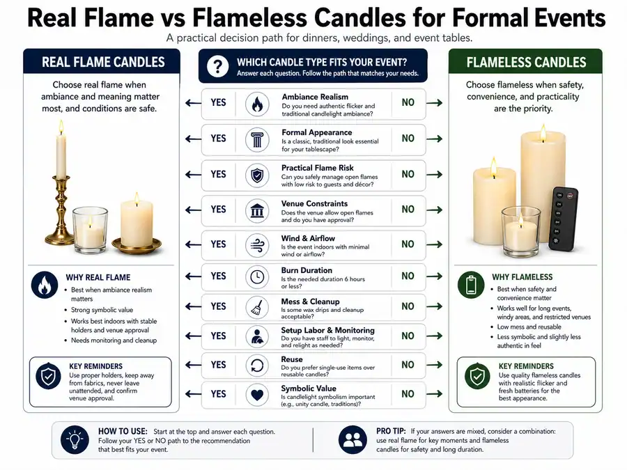 real flame and flameless candle decision path