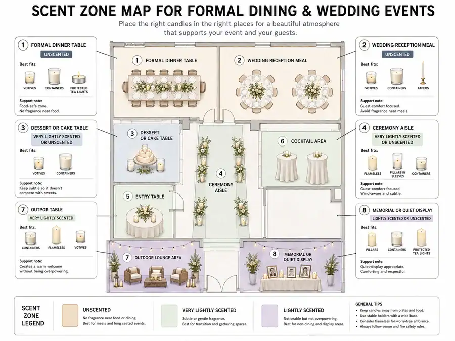 scented and unscented candle dining zones