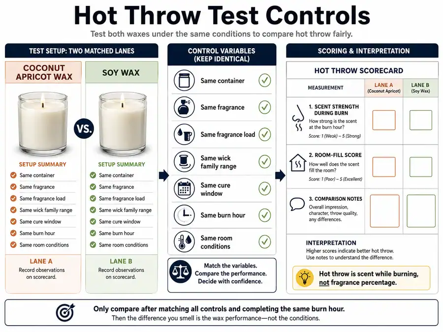 hot throw test and wax comparison controls