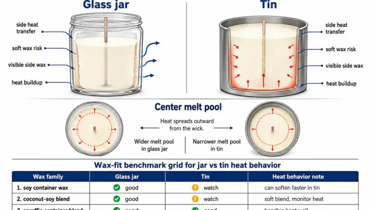 Jar and tin heat behavior and wax fit