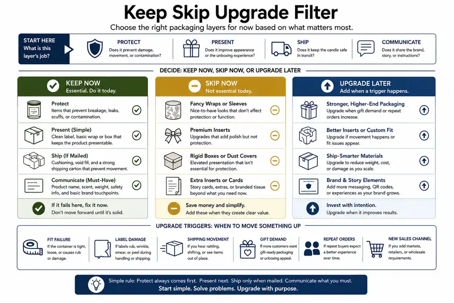 candle packaging keep skip and upgrade filter