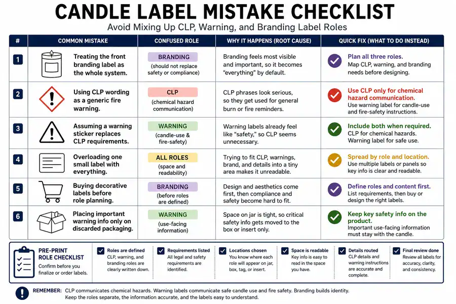 CLP warning and branding label mistakes