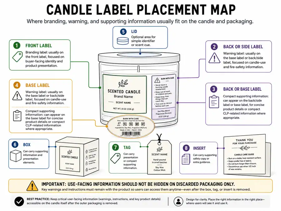 candle jar and packaging label placement