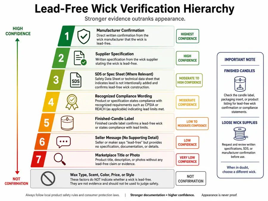 lead-free wick verification and confidence sources