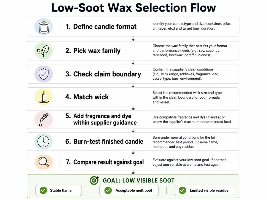 low-soot candle wax selection flow