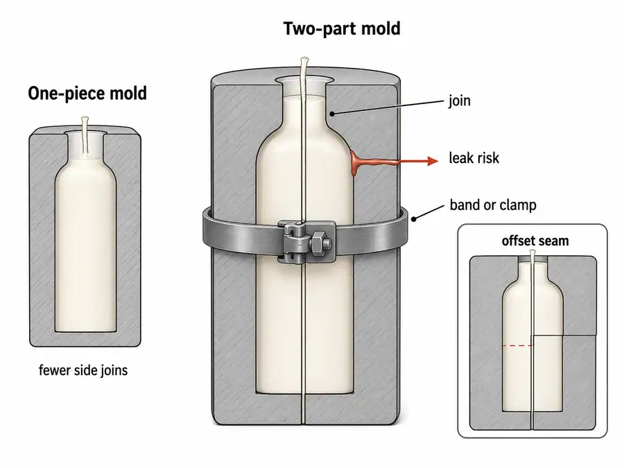 mold seam leak and alignment risk