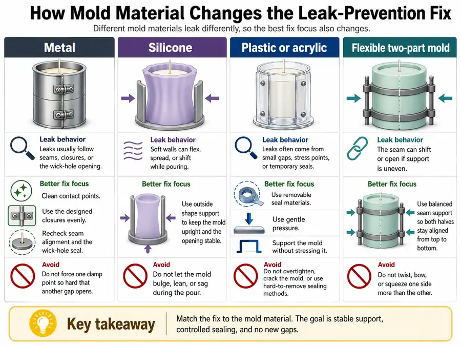 mold materials and leak fixes