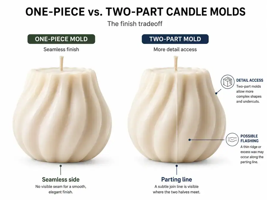 seamless candle and parting line finish