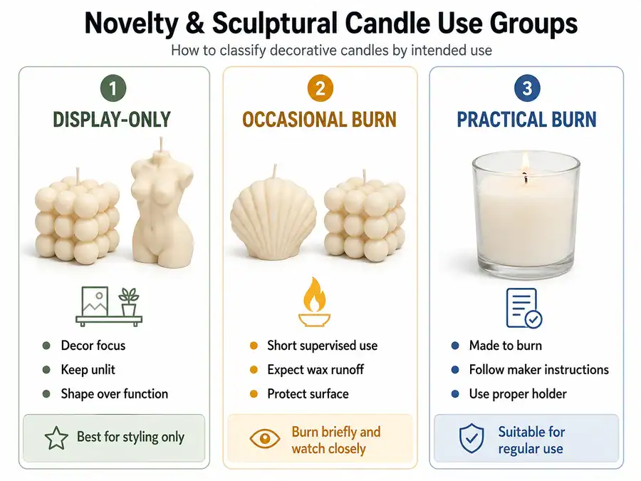 novelty candle use groups and burn guidance