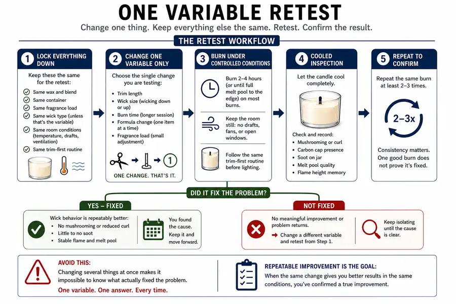 one variable retest and wick behavior