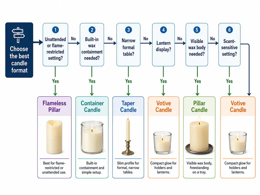 pillar candle choice matrix and alternatives