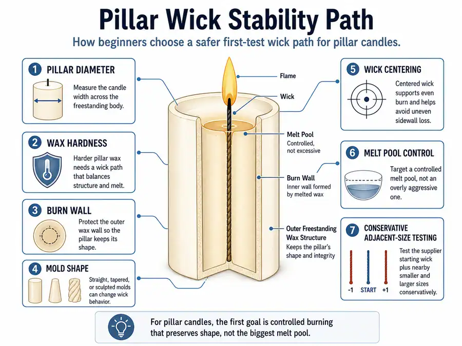 pillar diameter and burn wall wick path