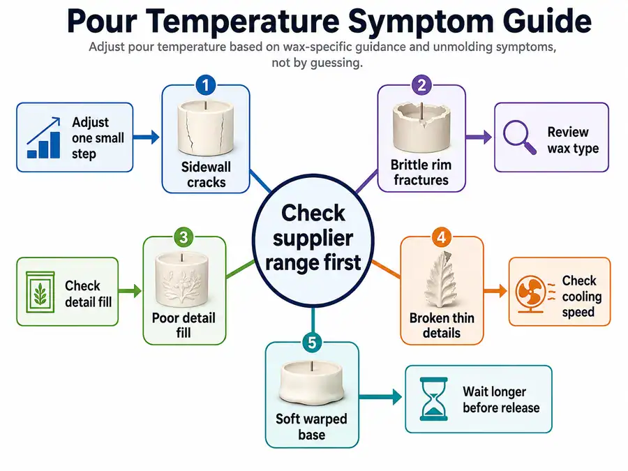pour temperature and unmolding symptoms