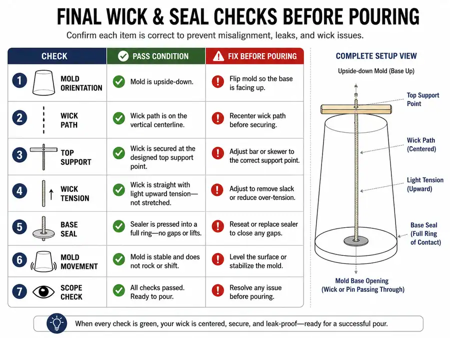 pre-pour wick and seal checklist