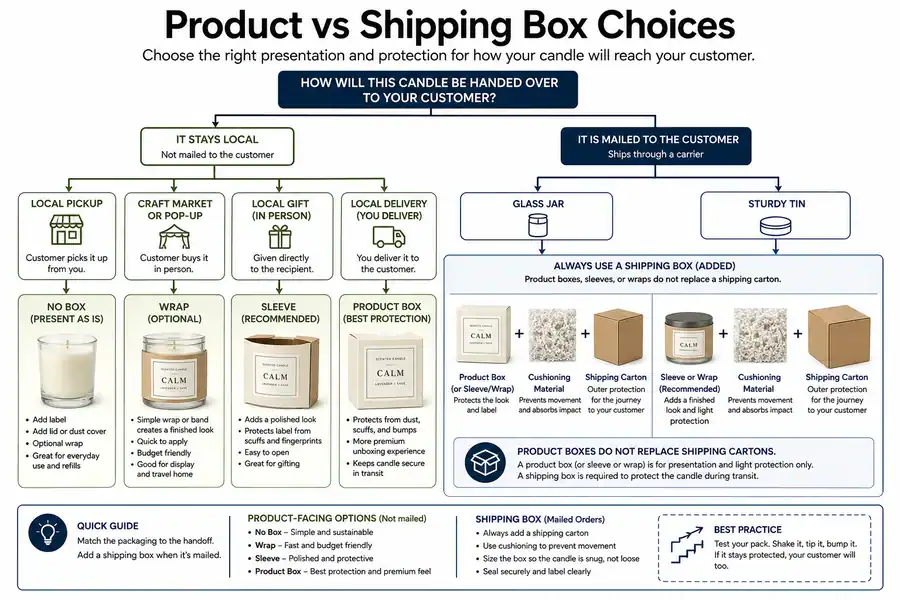 candle product box sleeve wrap and shipping box choices
