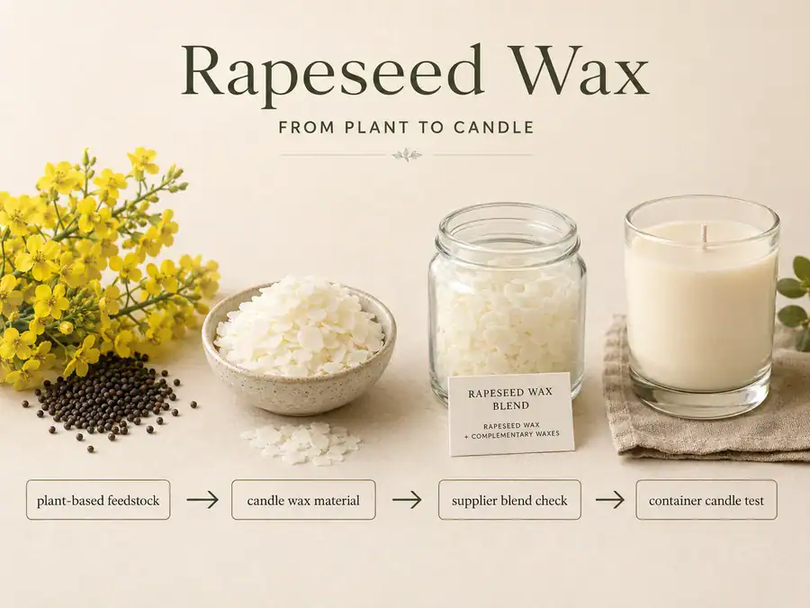 Rapeseed wax candle material overview