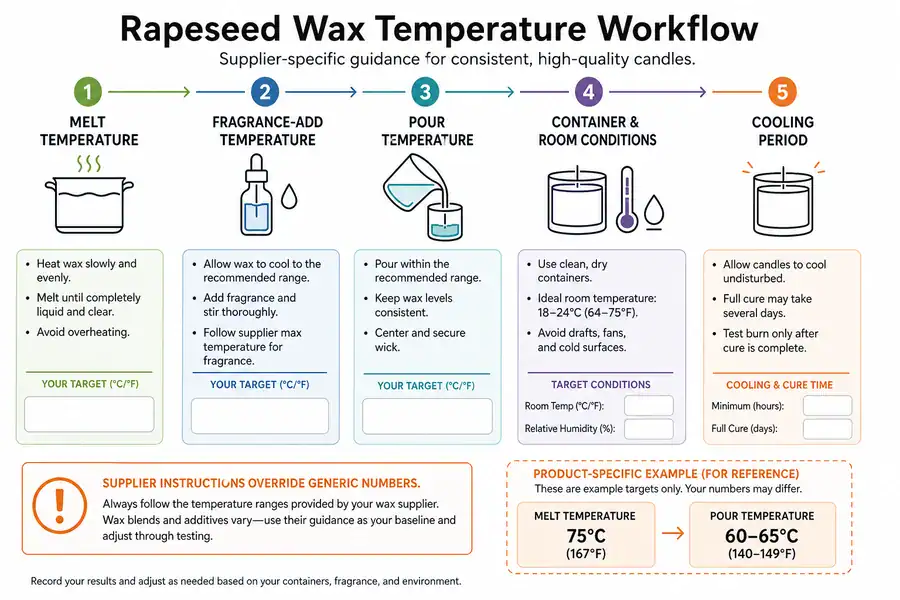 rapeseed wax temperatures and pour stages