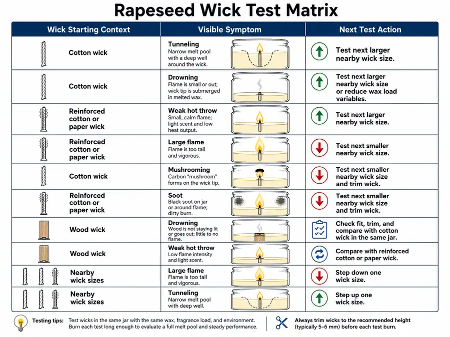 rapeseed wax wicks and burn symptoms