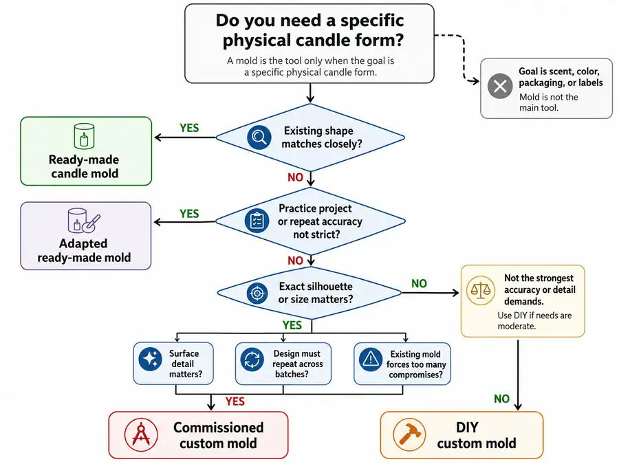 ready-made and custom candle mold decision flow